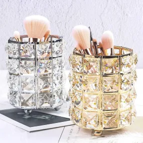 Gold Women MakEUp BrUSh Tools Holder Cosmetic Storage Crystal Box Collector Vase Fa0266