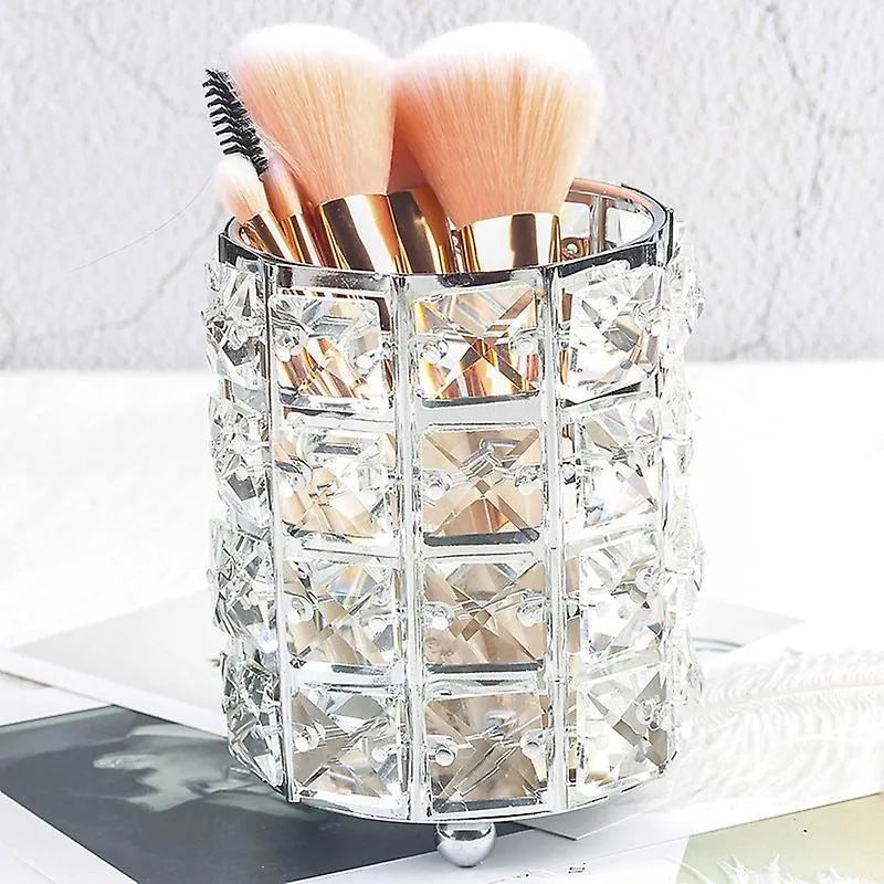 Gold Women MakEUp BrUSh Tools Holder Cosmetic Storage Crystal Box Collector Vase Fa0266