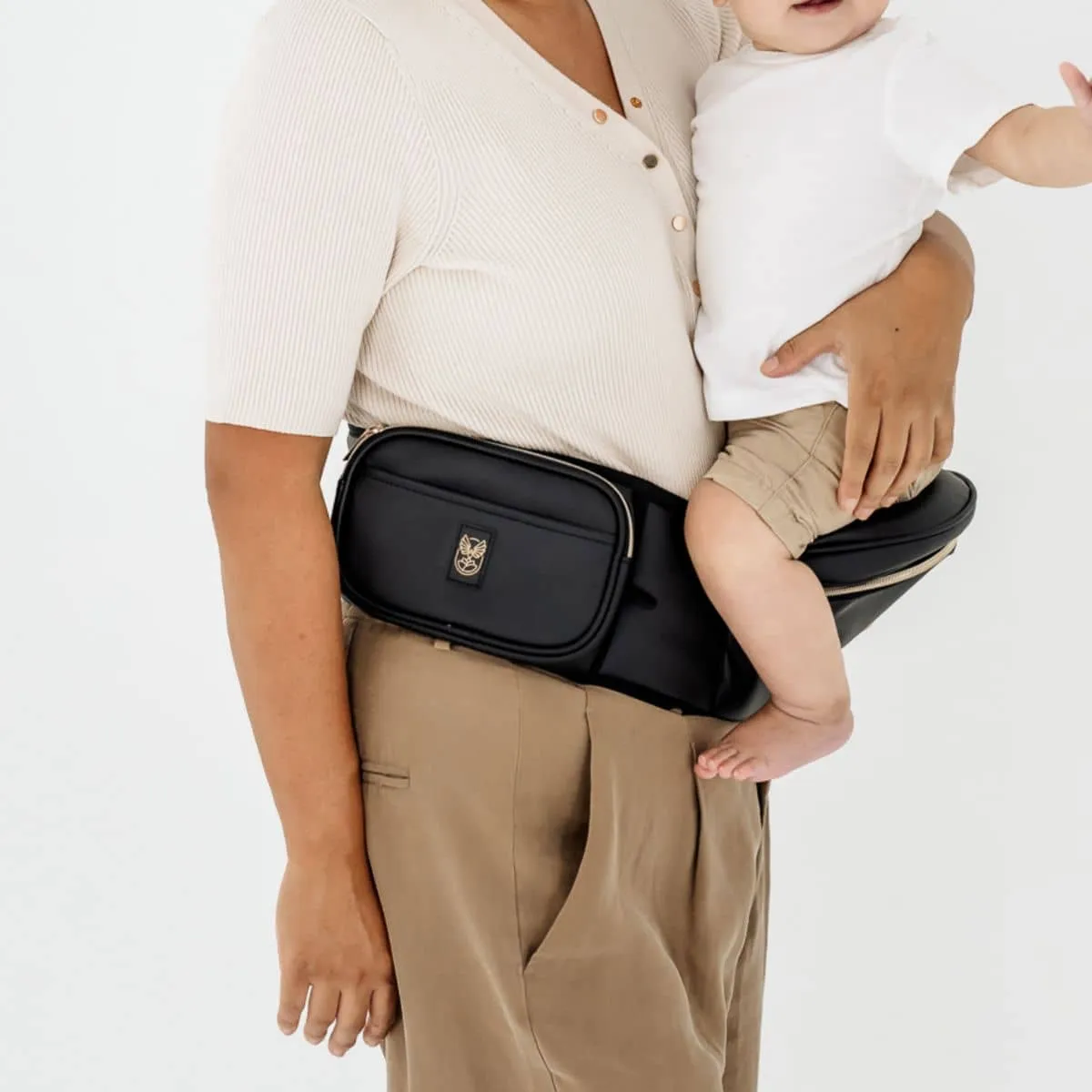 Hackerlily Hipsurfer - Hipseat Baby Carrier   Bum Bag - Black Vegan Leather