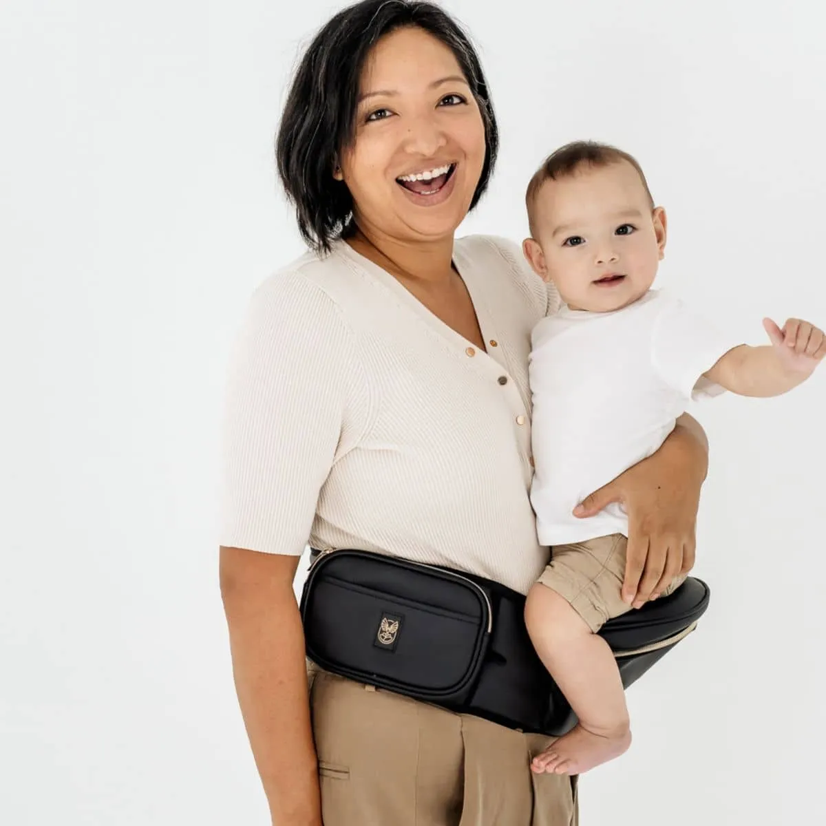 Hackerlily Hipsurfer - Hipseat Baby Carrier   Bum Bag - Black Vegan Leather
