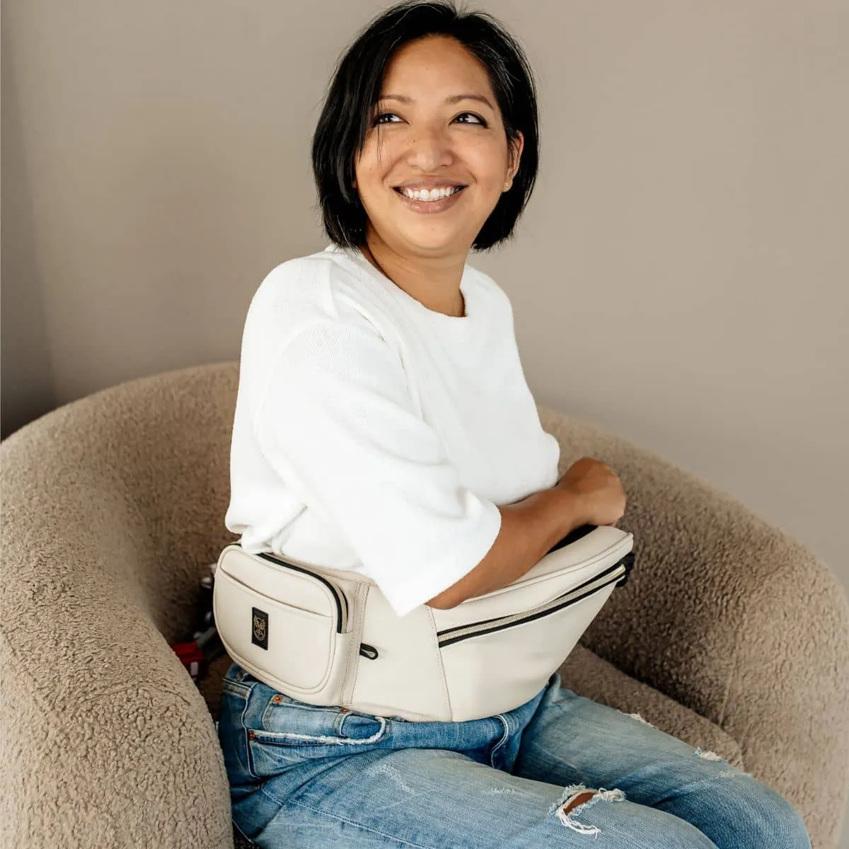 Hackerlily Hipsurfer - Hipseat Baby Carrier   Bum Bag - Sand Vegan Leather
