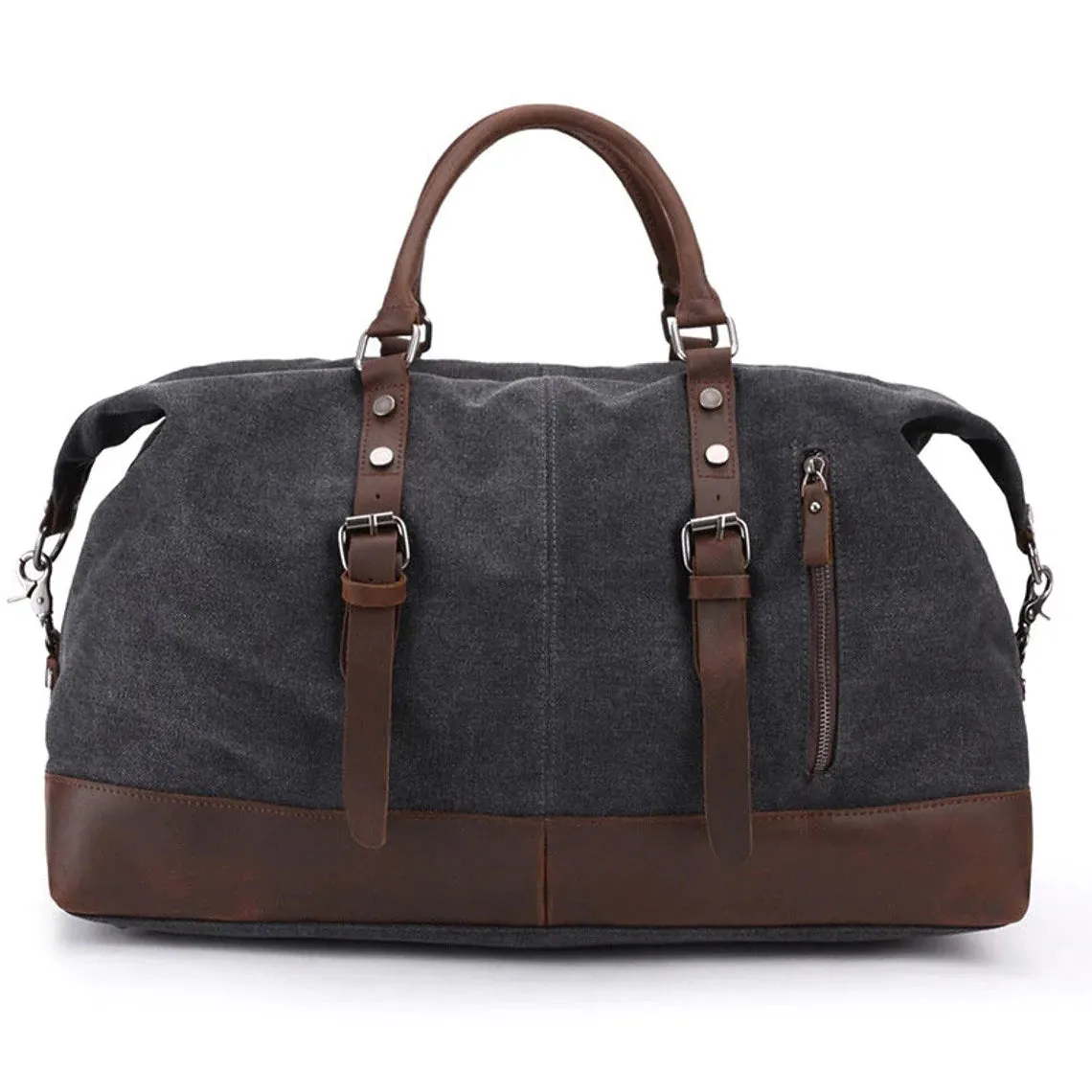 Handmade Canvas Leather Travel Bag Duffle Bag Holdall Luggage Weekender Bag 12031
