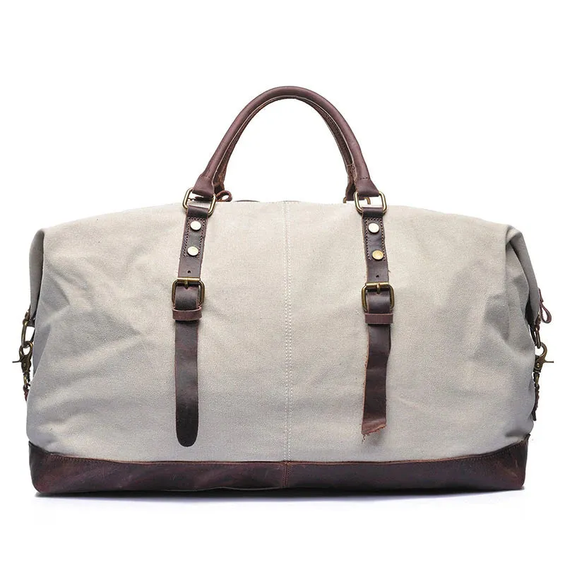 Handmade Canvas Leather Travel Bag Duffle Bag Holdall Luggage Weekender Bag 12031