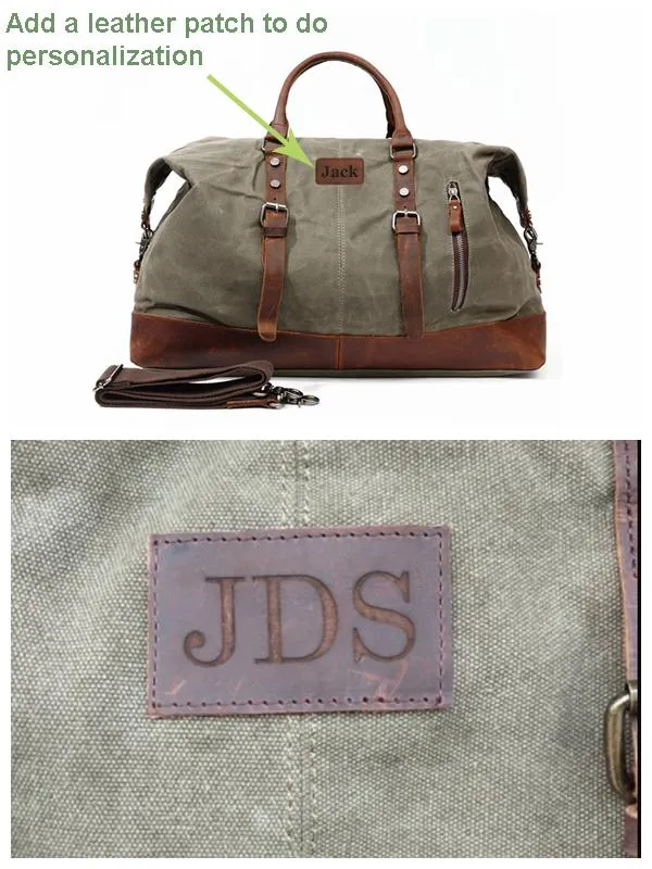 Handmade Canvas Leather Travel Bag Duffle Bag Holdall Luggage Weekender Bag 12031