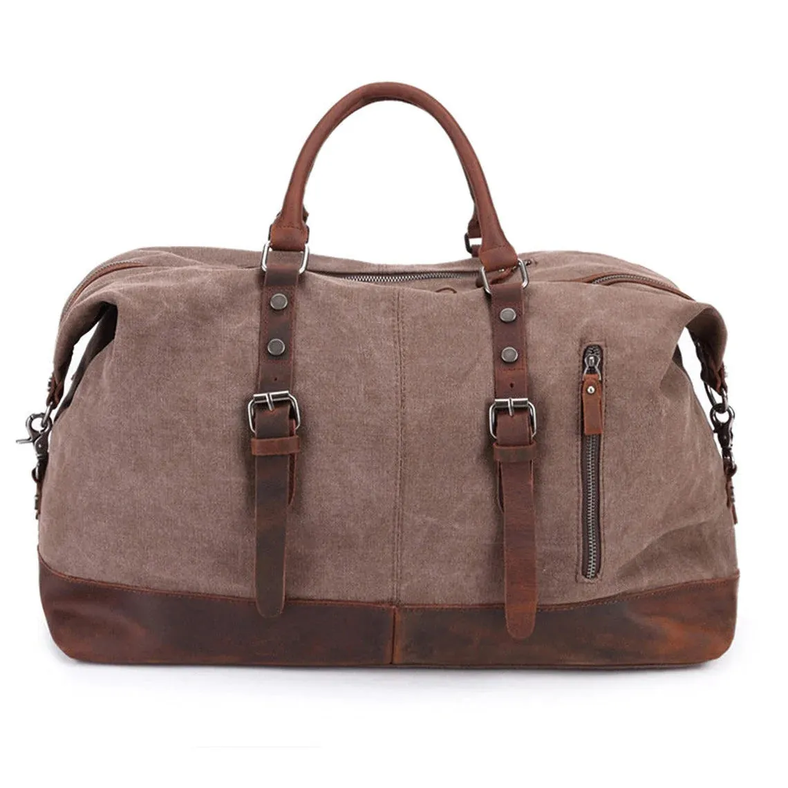 Handmade Canvas Leather Travel Bag Duffle Bag Holdall Luggage Weekender Bag 12031