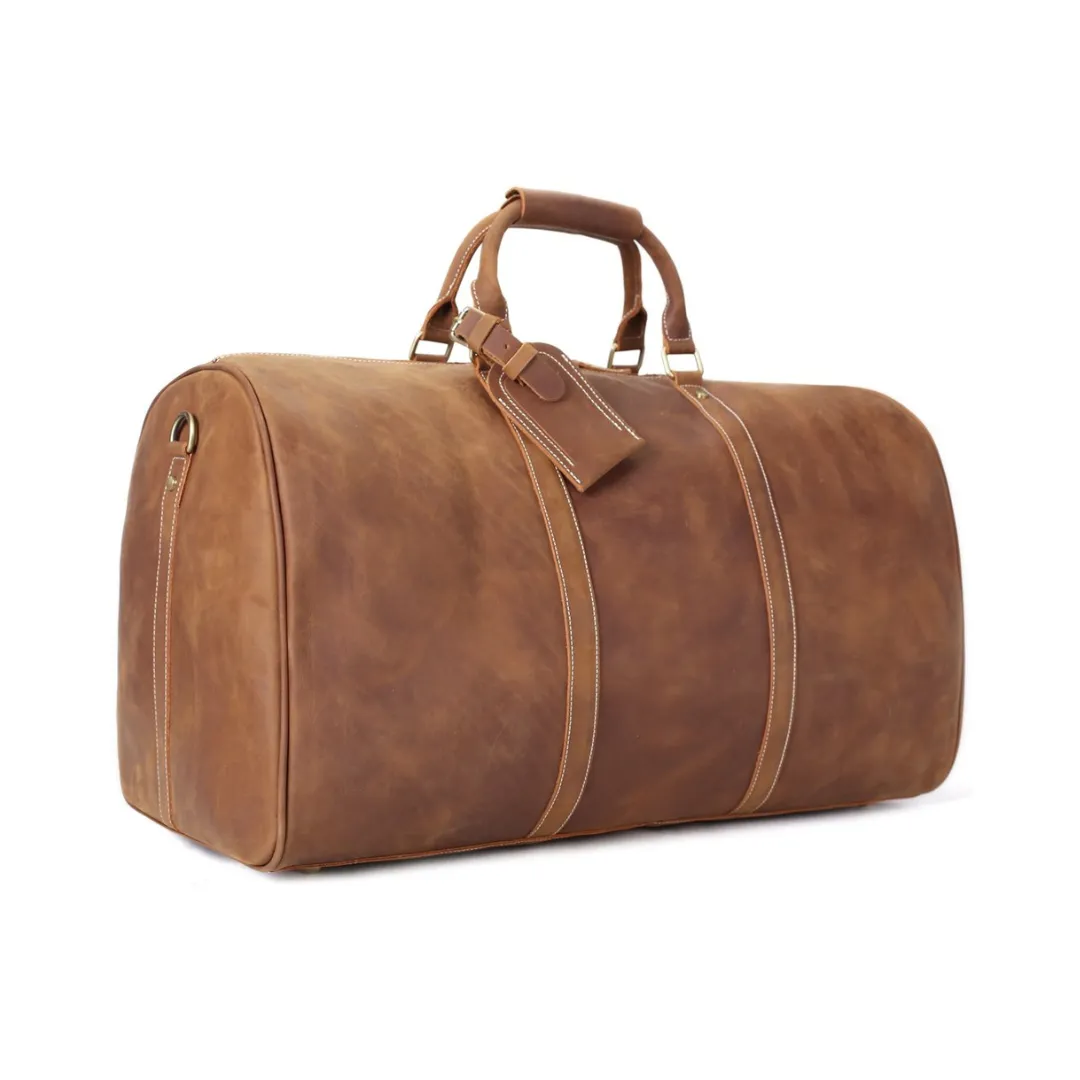 Handmade Vintage Full Grain Leather Travel Bag, Extra Large Duffle Bag - VB