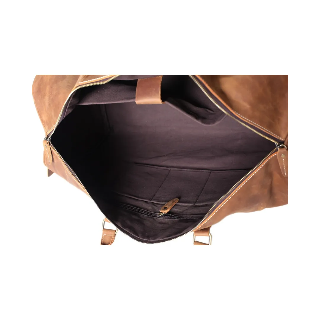 Handmade Vintage Full Grain Leather Travel Bag, Extra Large Duffle Bag - VB