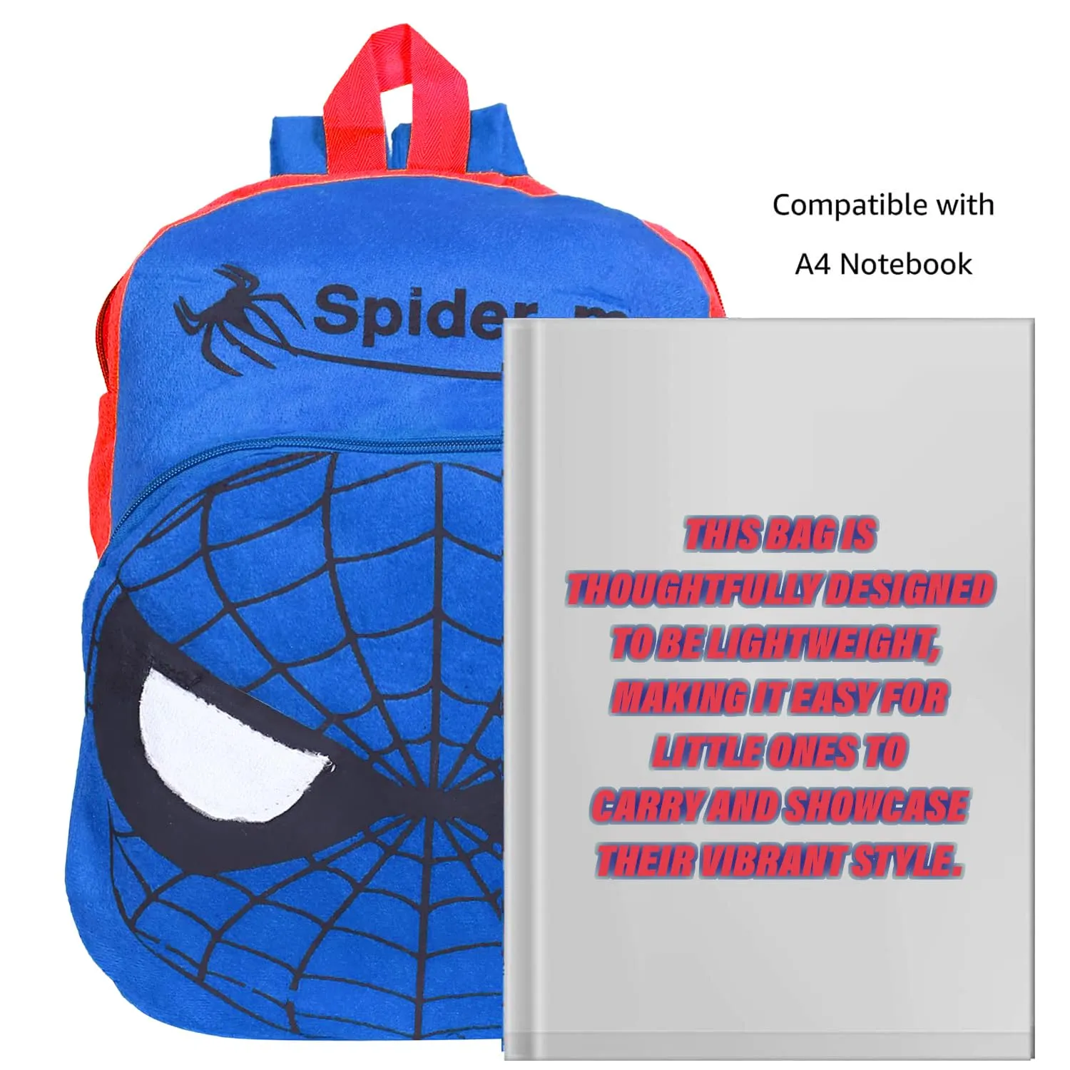 Heart Home Marvel Spider-man School Bag | Velvet Kids School Bags | Student Bookbag | School Bag for Girls & Boys | School Backpack for Kids | Single Compartments | Blue