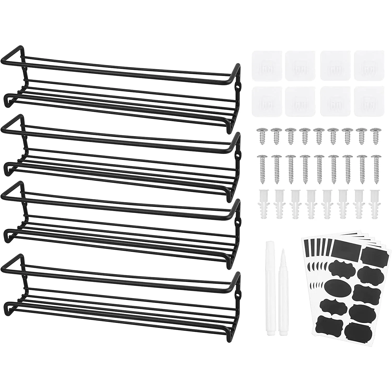 HOMGEN Popular 4Pcs Metal Spice Rack Organizer