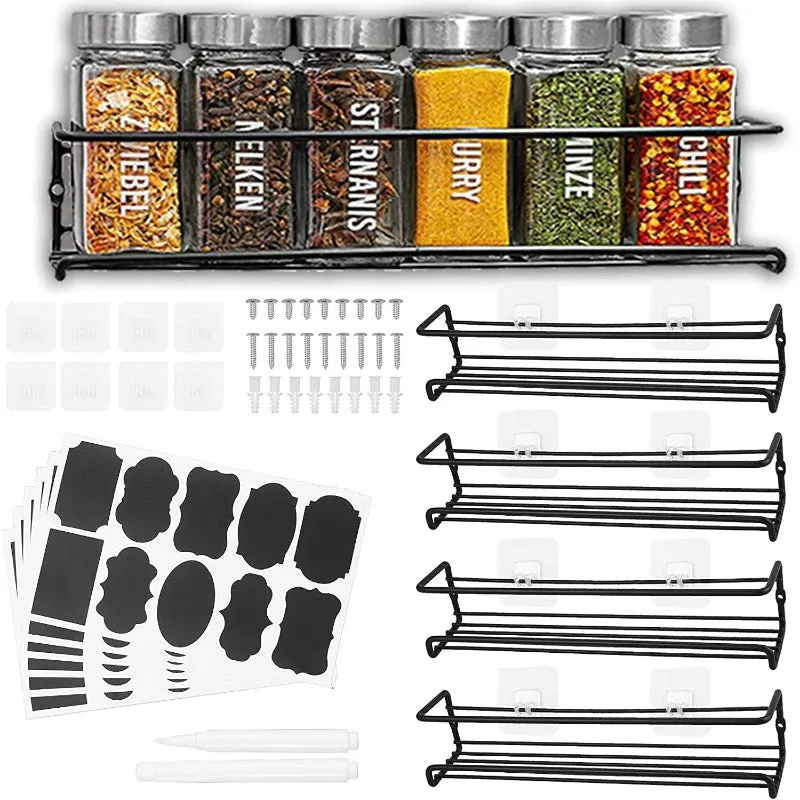 HOMGEN Popular 4Pcs Metal Spice Rack Organizer