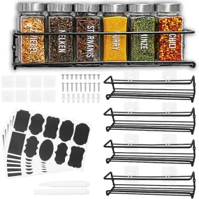 HOMGEN Popular 4Pcs Metal Spice Rack Organizer