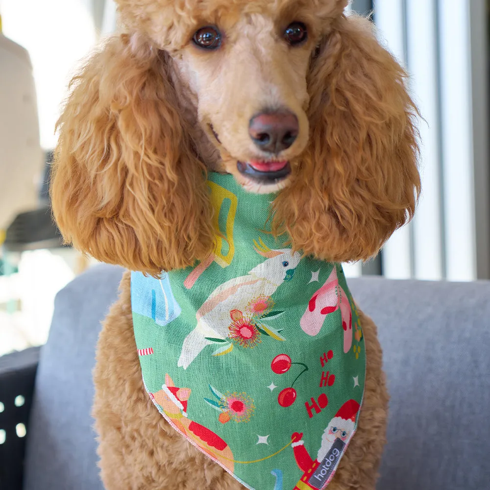 Hot Dog - Bandana - Linen - Holiday Green