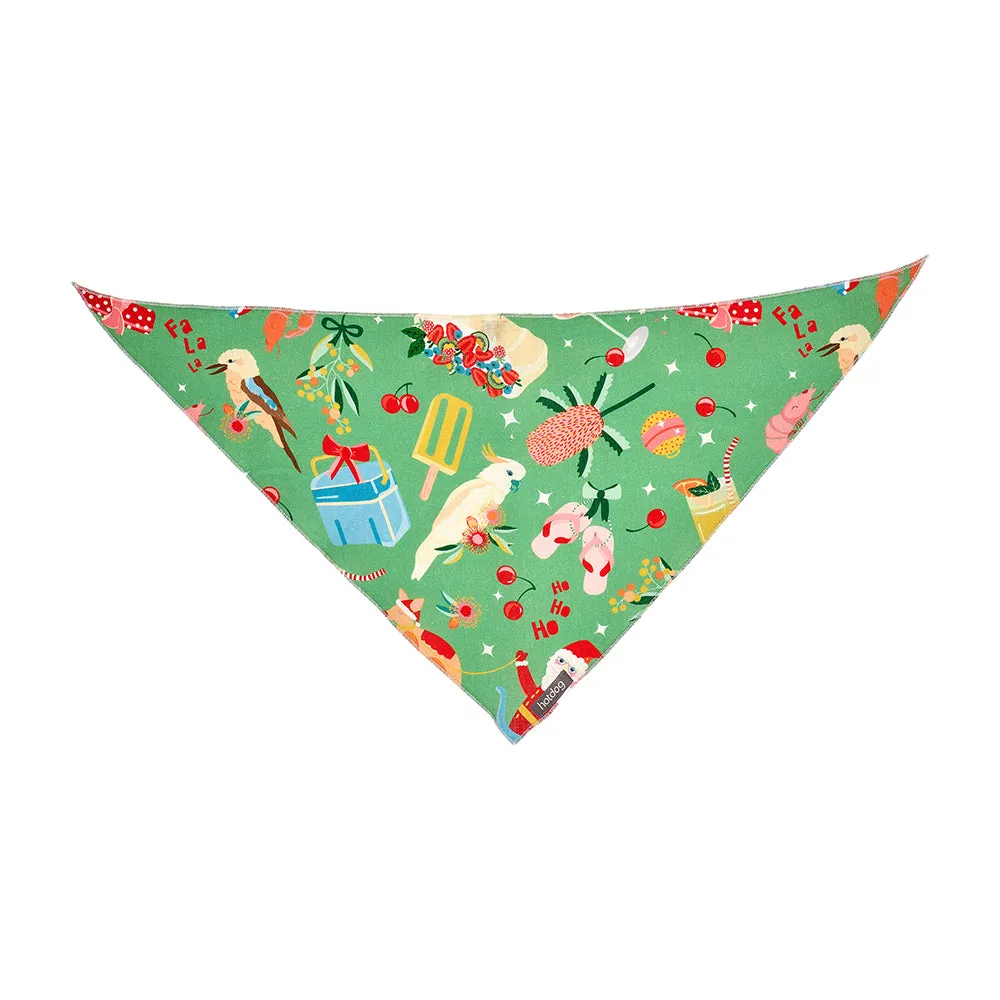 Hot Dog - Bandana - Linen - Holiday Green