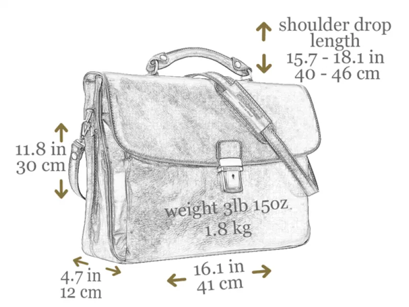 In Cold Blood - Full Grain Leather Briefcase Laptop Bag