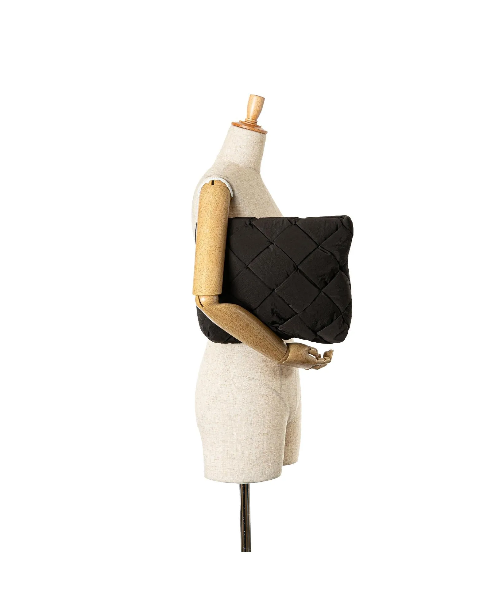 Intrecciato Cassette Woven Padding Document Clutch with Top Clasp Closure