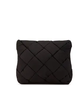 Intrecciato Cassette Woven Padding Document Clutch with Top Clasp Closure