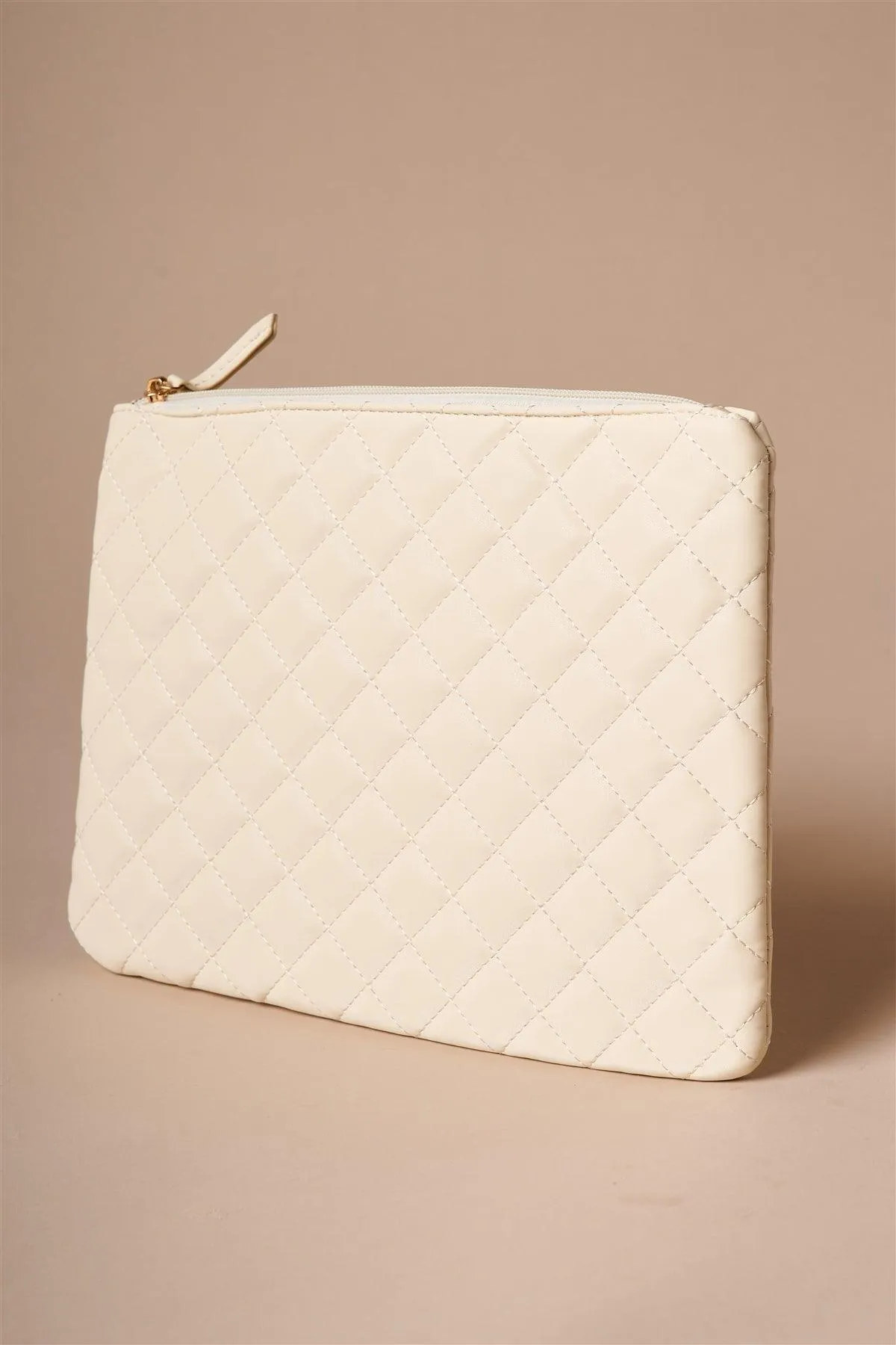 Ivory Quilted Rectangle Pouch Bag /1 Bag