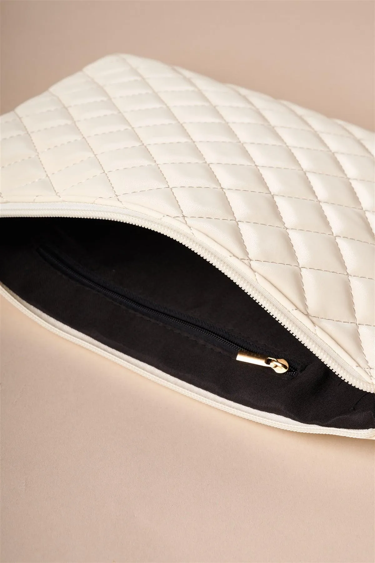 Ivory Quilted Rectangle Pouch Bag /1 Bag