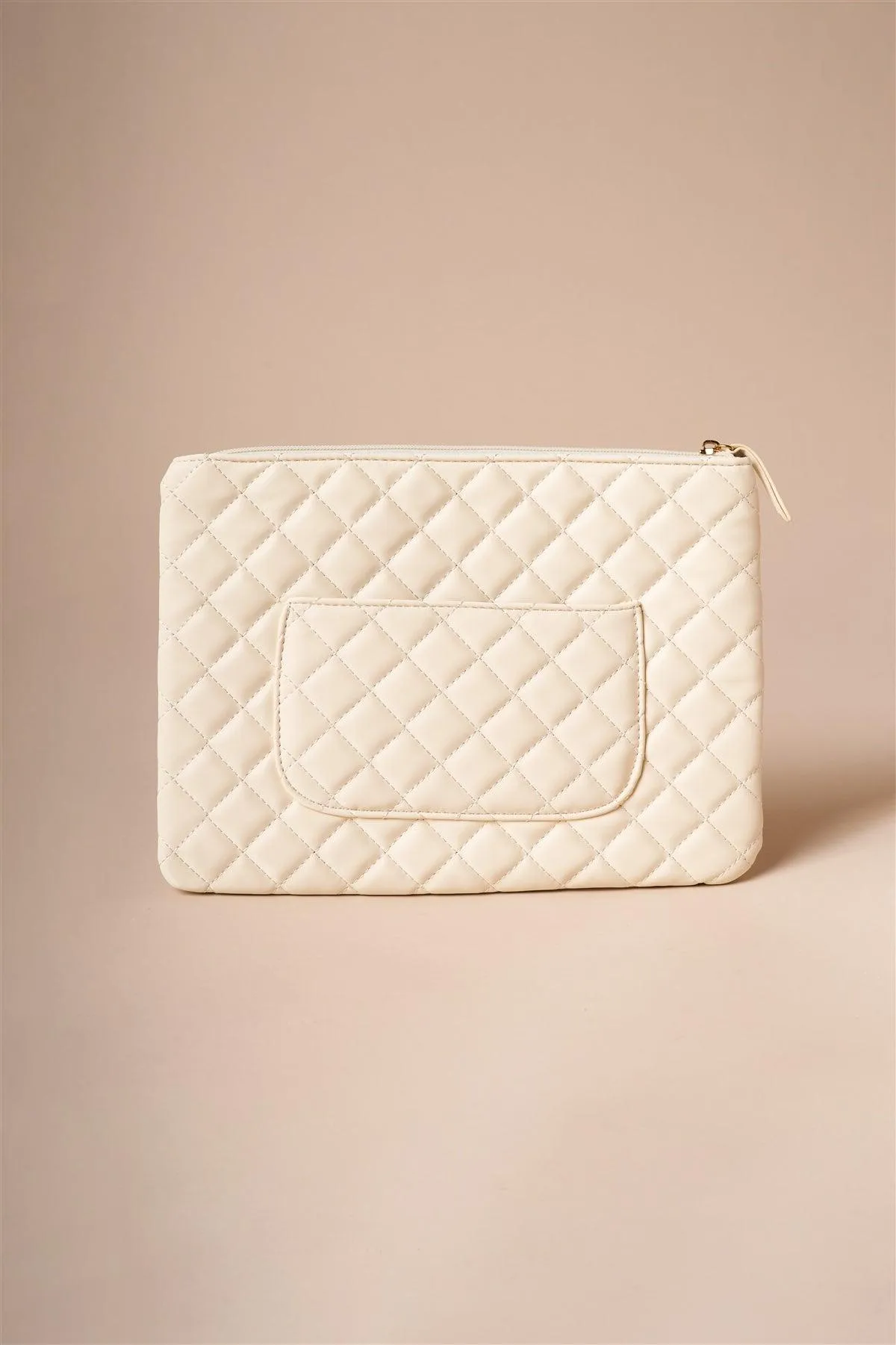 Ivory Quilted Rectangle Pouch Bag /1 Bag
