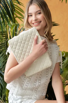 Ivory Quilted Rectangle Pouch Bag /1 Bag