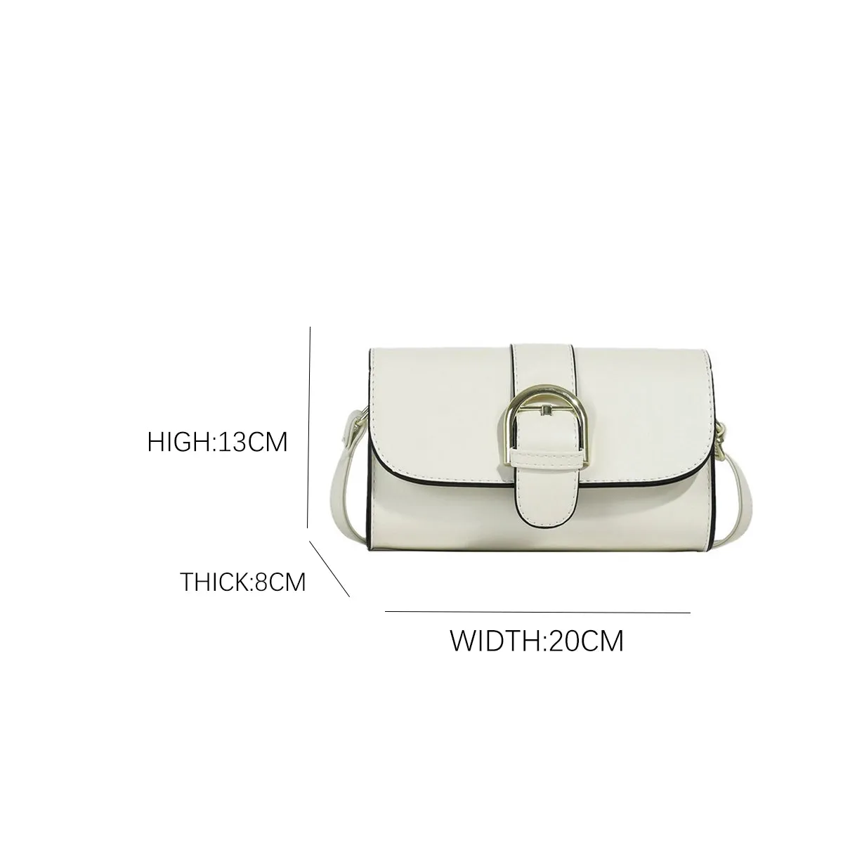 Ivory Shoulder Bag with Gold Buckle