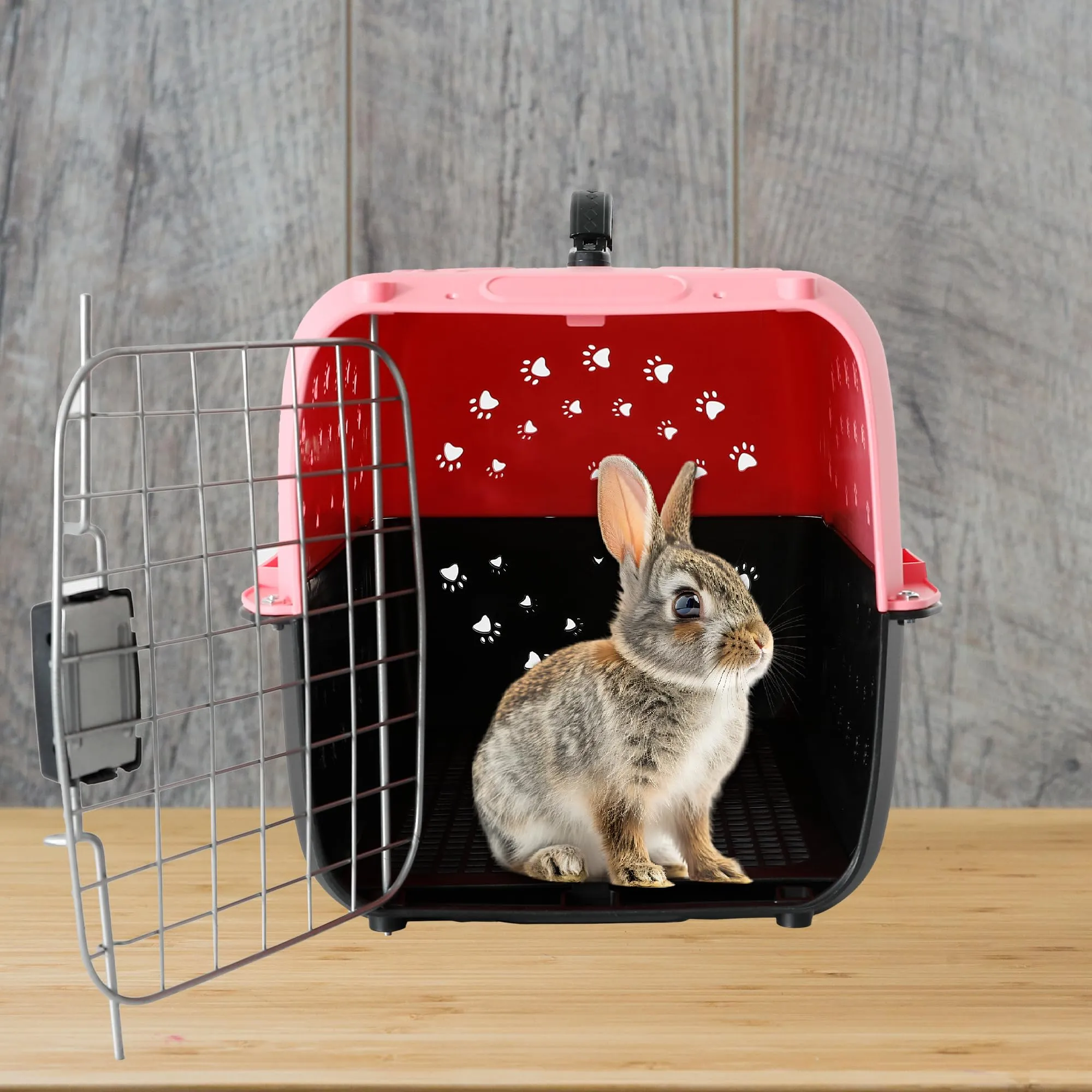 Kuber Industries 47x30x35 CM Strong Metal Heavy Duty Cat & Dog Cage for Large Dogs | Dog Crate, Kennel & Rabbit House/Shelter | Plastic Portable Pet Travel Carrier Cage | Powder