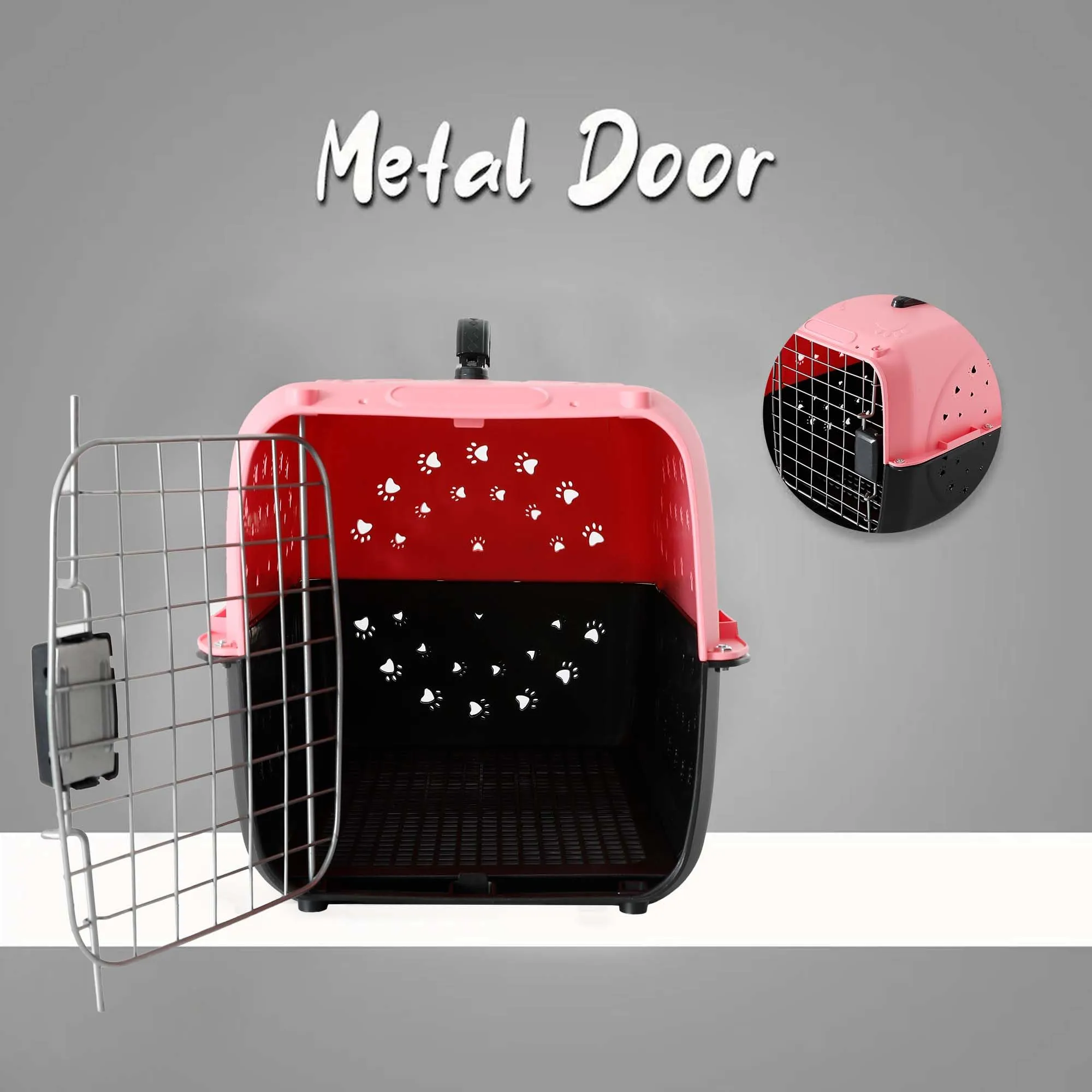 Kuber Industries 47x30x35 CM Strong Metal Heavy Duty Cat & Dog Cage for Large Dogs | Dog Crate, Kennel & Rabbit House/Shelter | Plastic Portable Pet Travel Carrier Cage | Powder