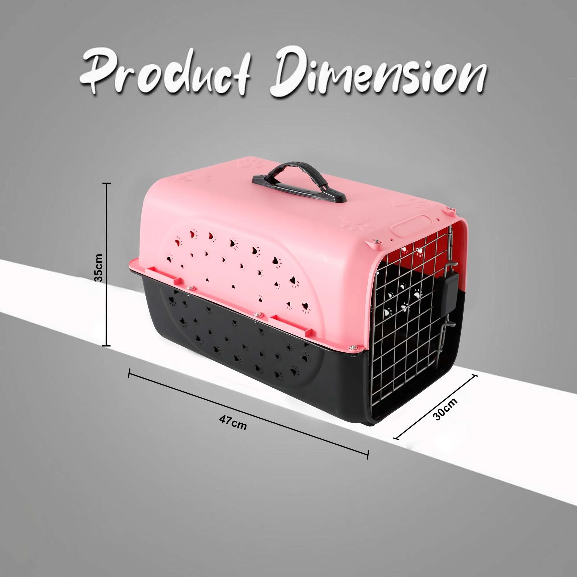 Kuber Industries 47x30x35 CM Strong Metal Heavy Duty Cat & Dog Cage for Large Dogs | Dog Crate, Kennel & Rabbit House/Shelter | Plastic Portable Pet Travel Carrier Cage | Powder