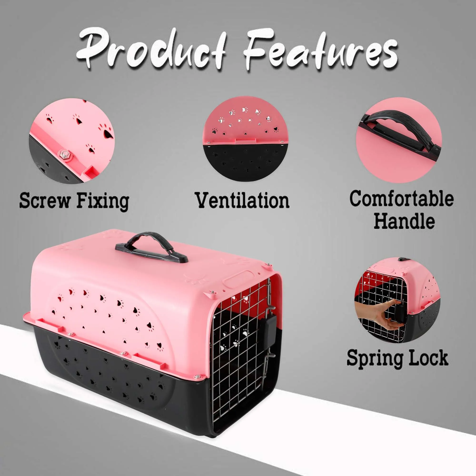 Kuber Industries 47x30x35 CM Strong Metal Heavy Duty Cat & Dog Cage for Large Dogs | Dog Crate, Kennel & Rabbit House/Shelter | Plastic Portable Pet Travel Carrier Cage | Powder