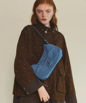 Lace Up Denim Saddle Bag