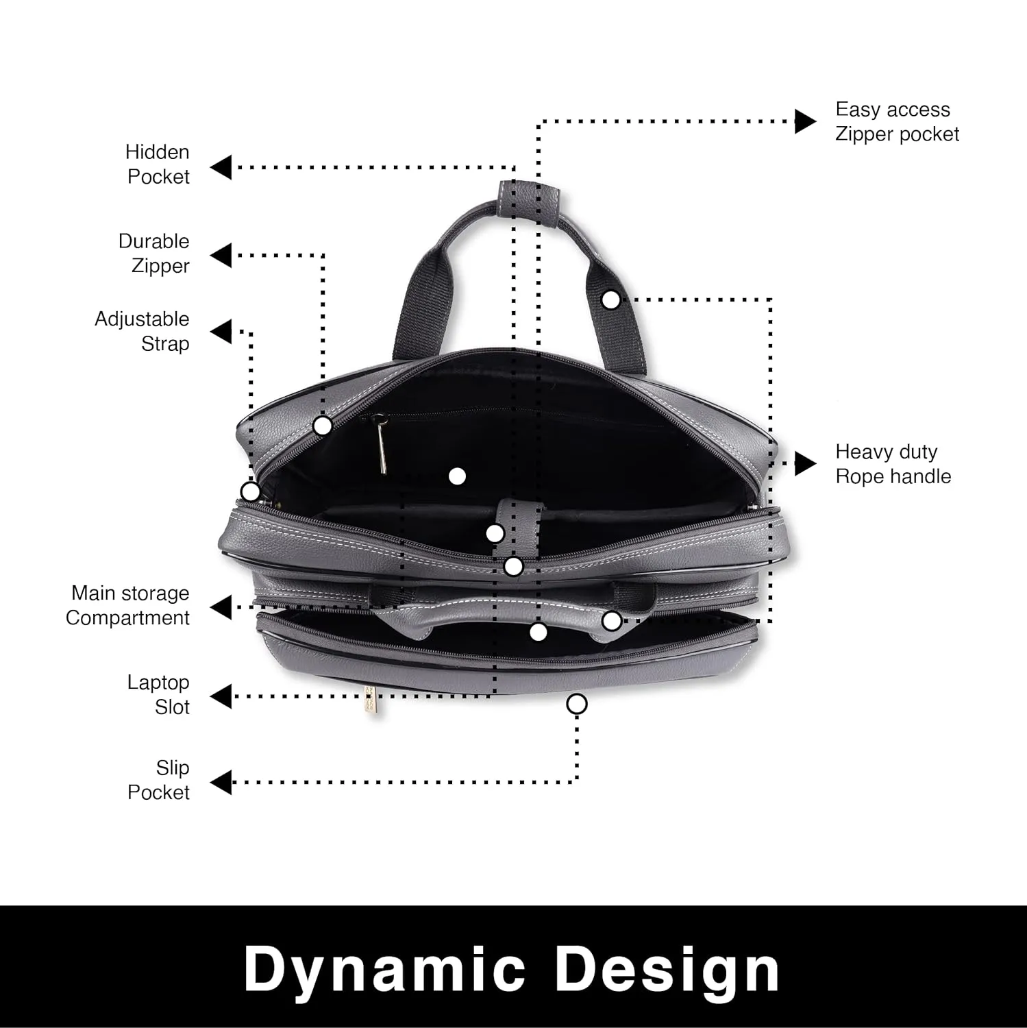 Laptop Bag for Men - Genuine Leather - Fits Upto 16 Inch Laptop