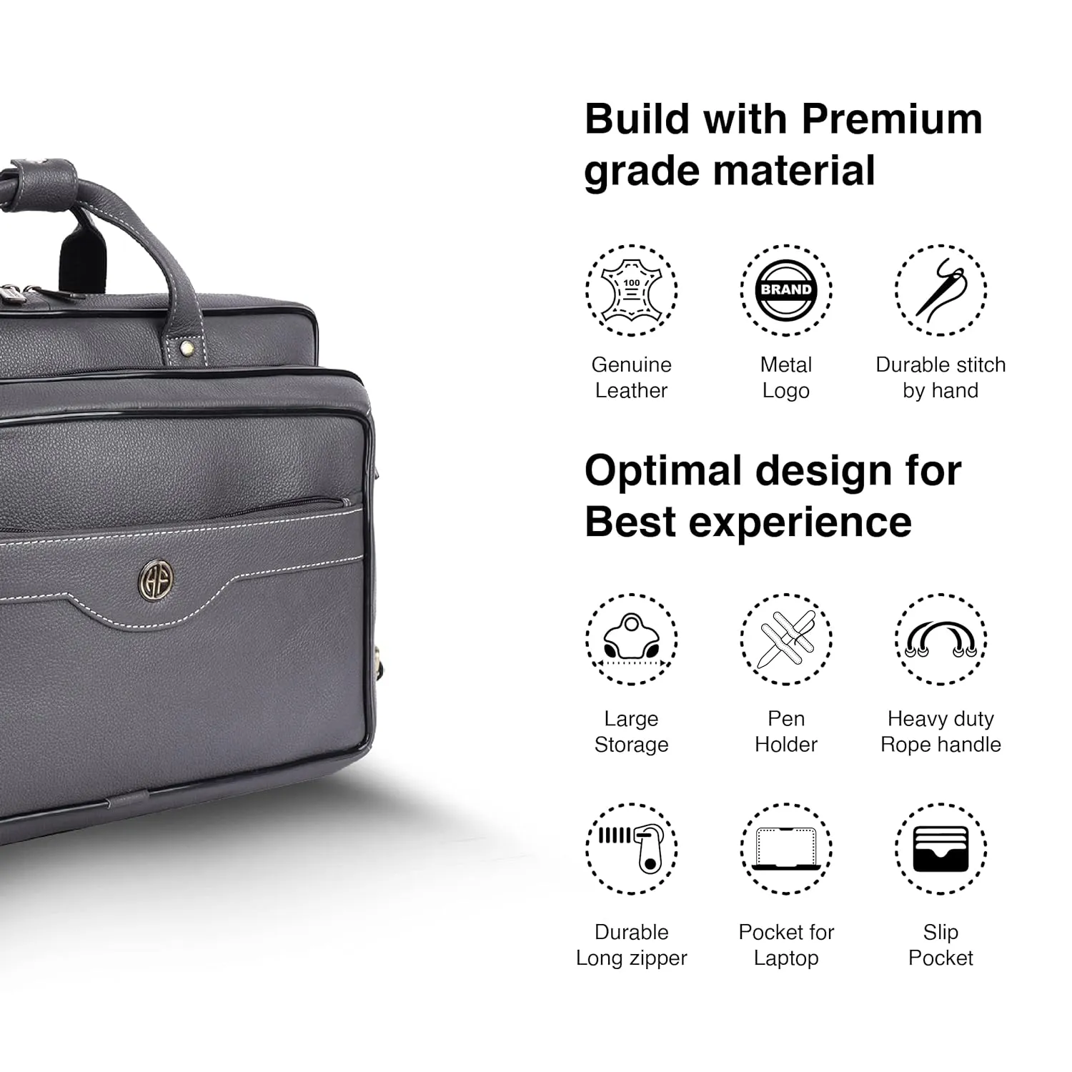 Laptop Bag for Men - Genuine Leather - Fits Upto 16 Inch Laptop