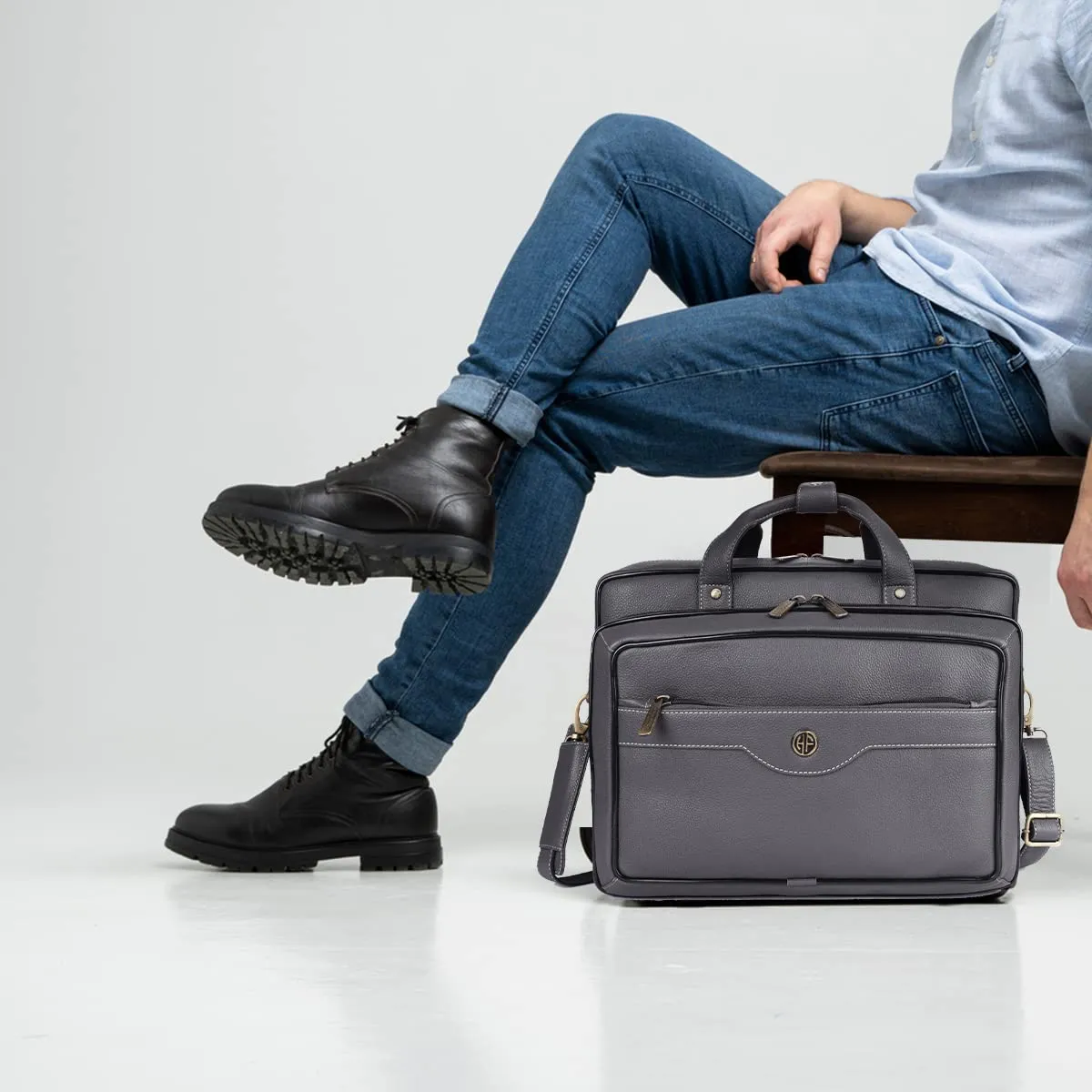 Laptop Bag for Men - Genuine Leather - Fits Upto 16 Inch Laptop