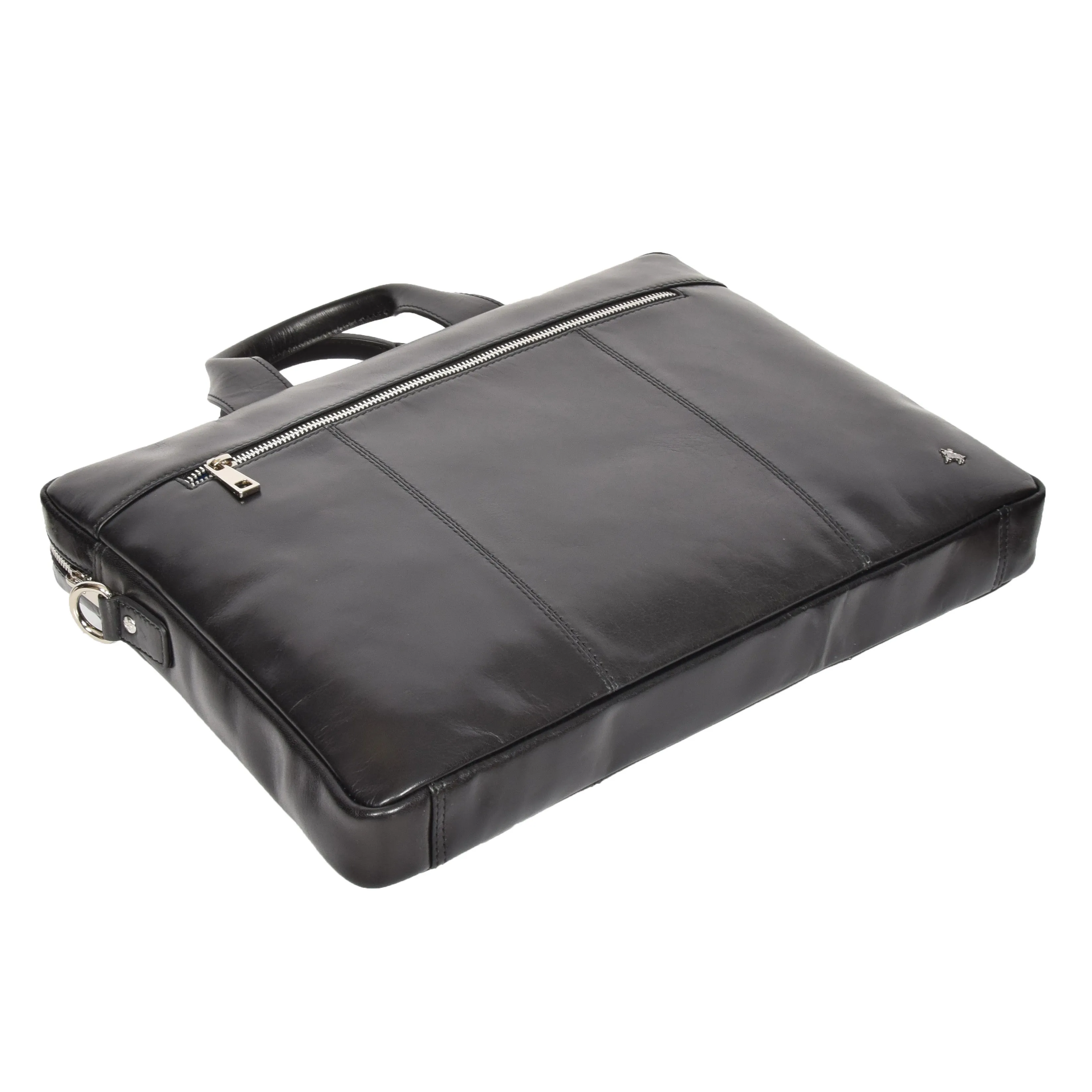 Laptop Briefcase Real Leather Business Bag Messenger Satchel Black Nice