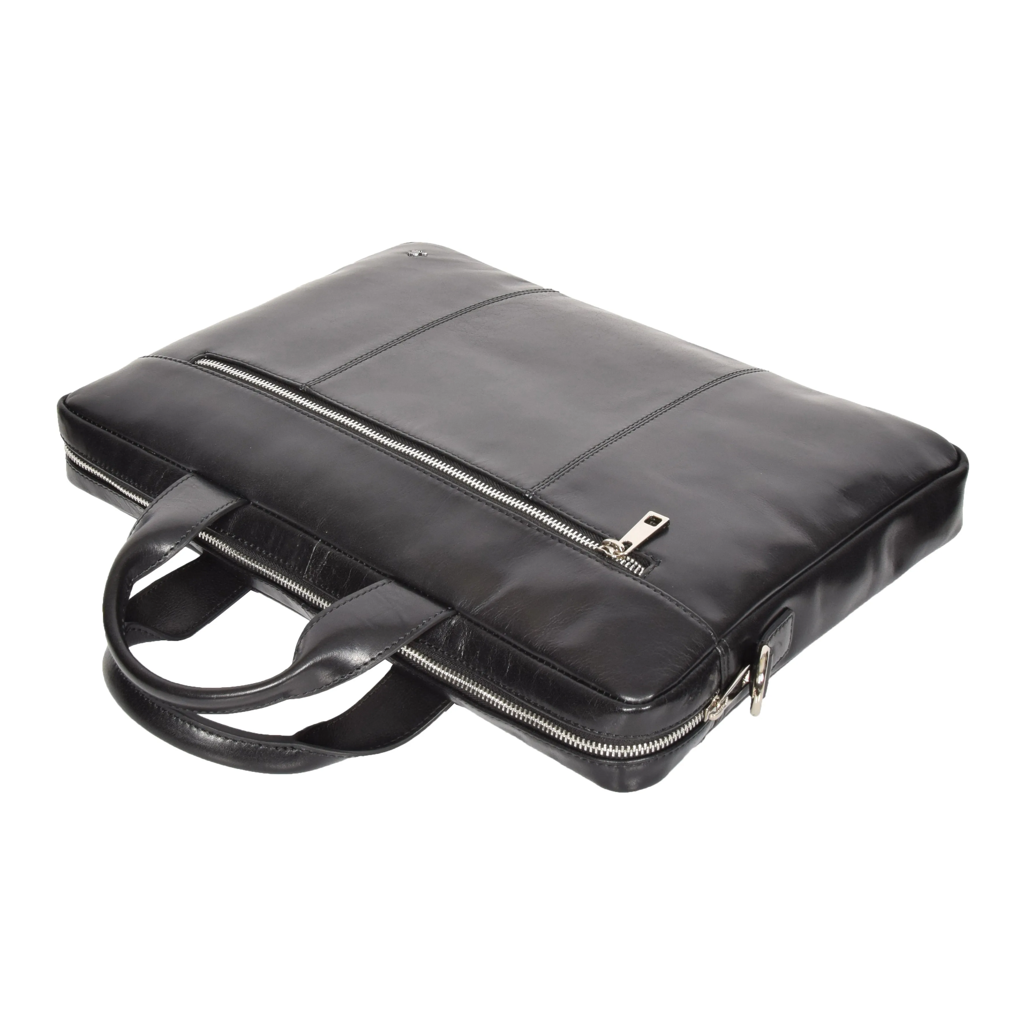Laptop Briefcase Real Leather Business Bag Messenger Satchel Black Nice