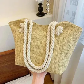 Large Capacity Straw Beach Shoulder Bag Shopping Bag