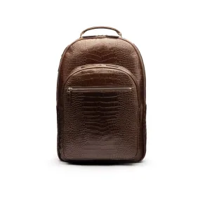 Leather 15" Laptop Backpack, Cambridge - Brown Croc