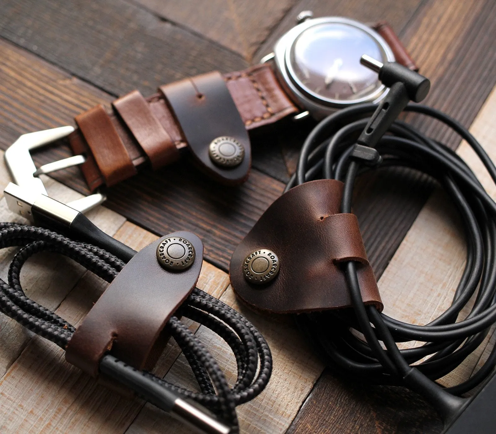 Leather Cable Organizer - Set of 3