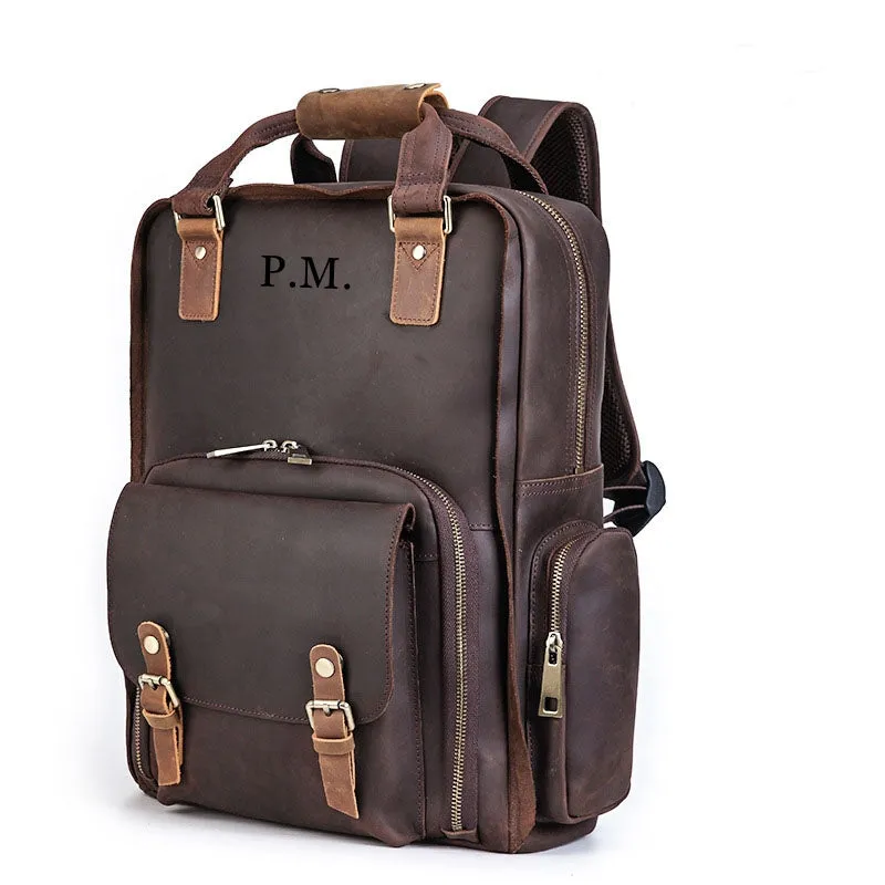 Leather Camera Backpack, Vintage Shoulder Camera Backpack For DSLR/Mirrorless Camera
