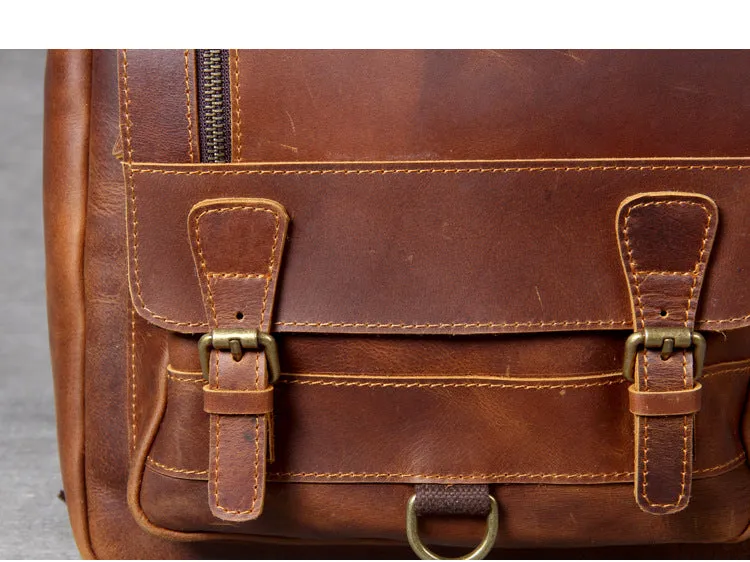 Leather Travel Backpack School Bag