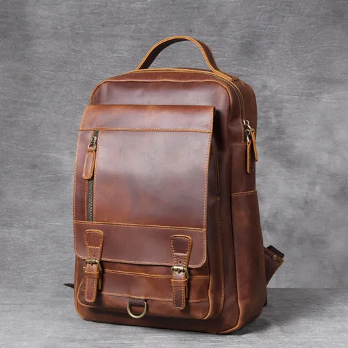 Leather Travel Backpack School Bag