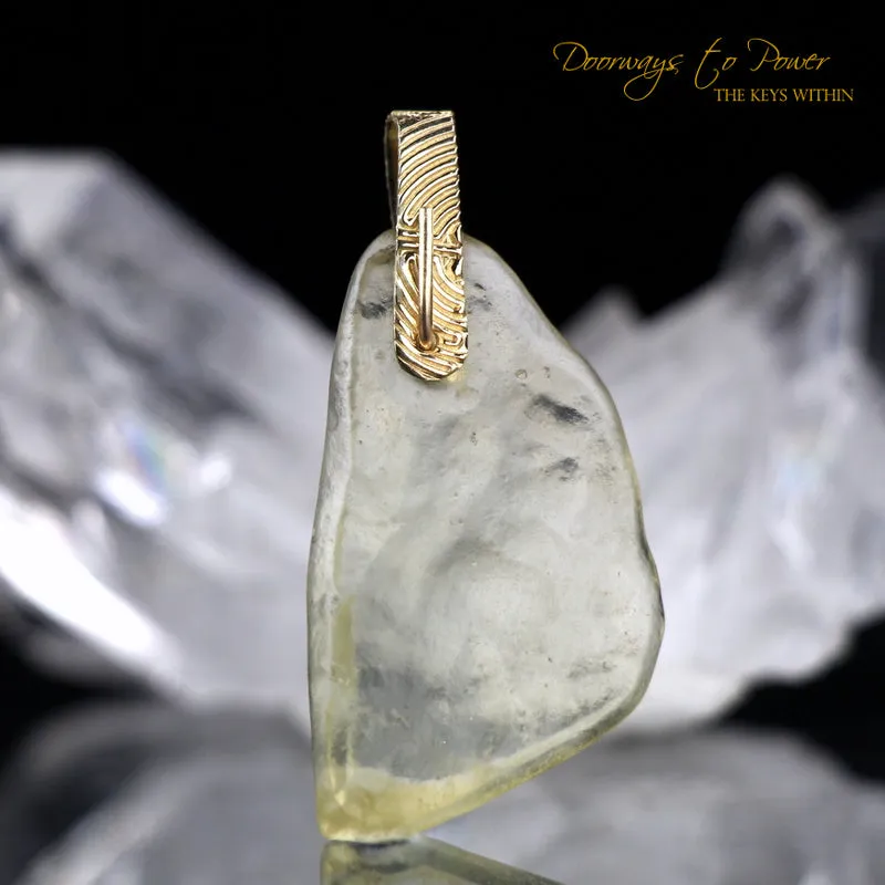 Libyan Desert Glass Light Language Pendant 14k