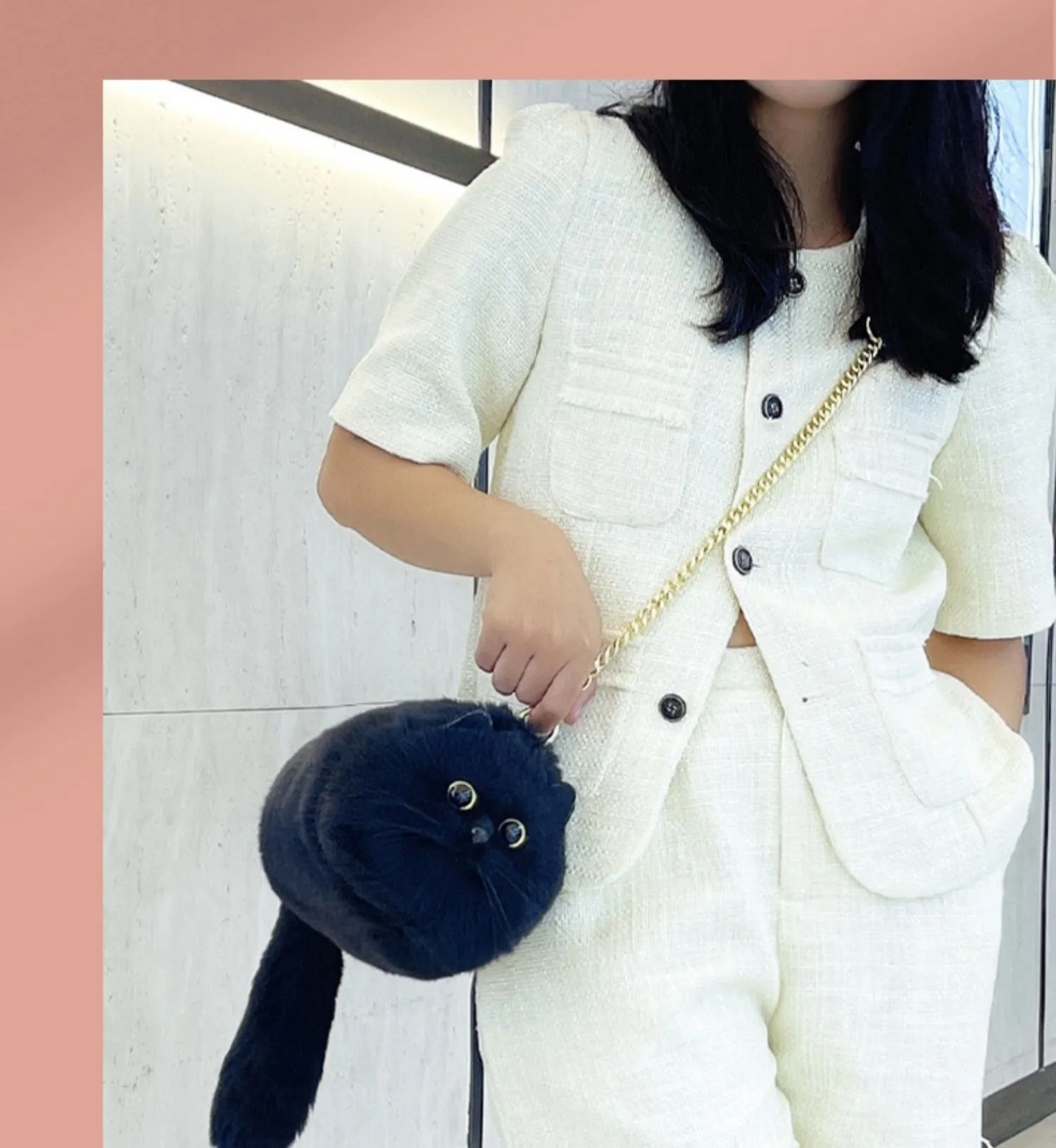 LovelyRLovely Handmade Plush Cat Messenger Bag
