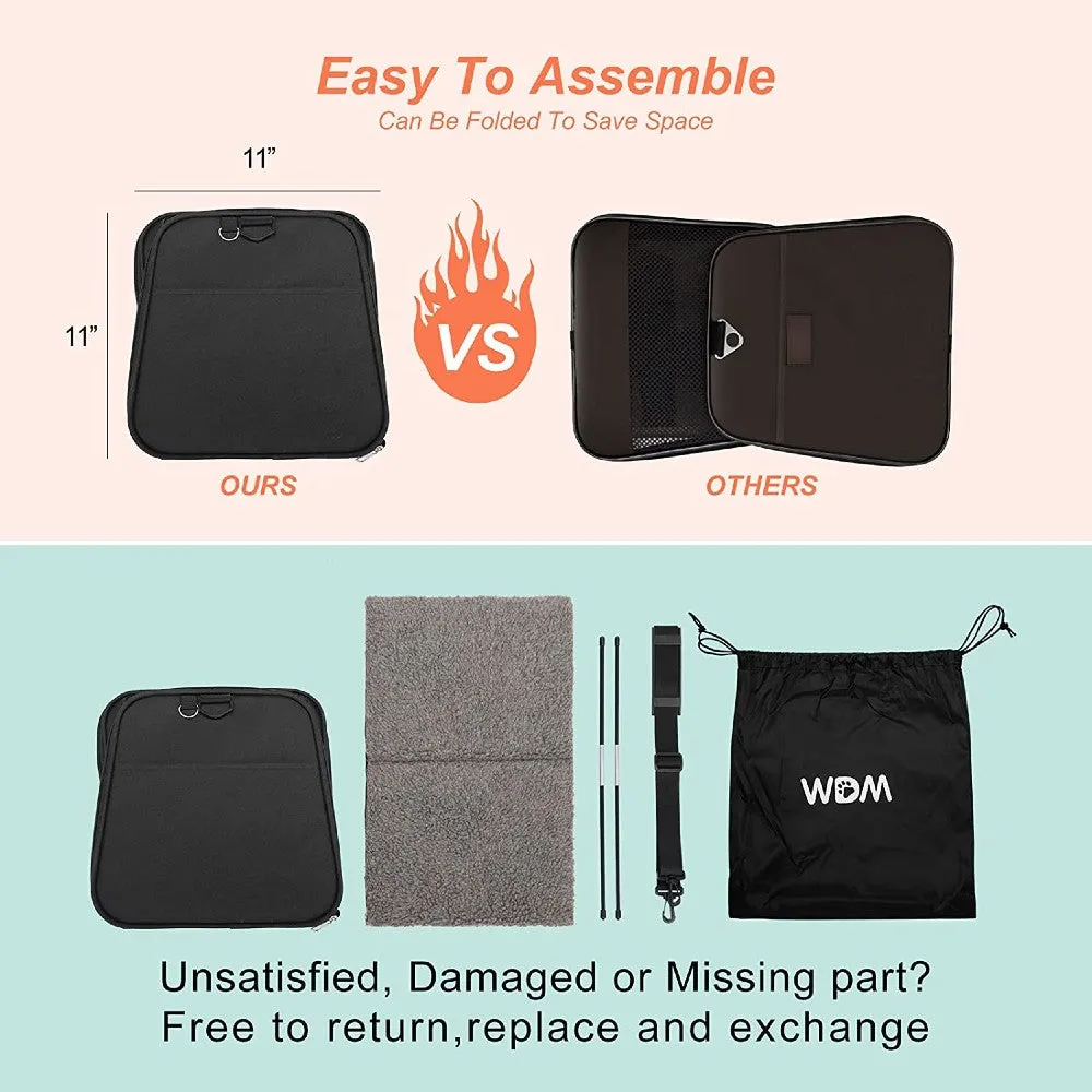 M-Size Black Pet Carrier, Fleece Pad, Mesh Windows - Floofi