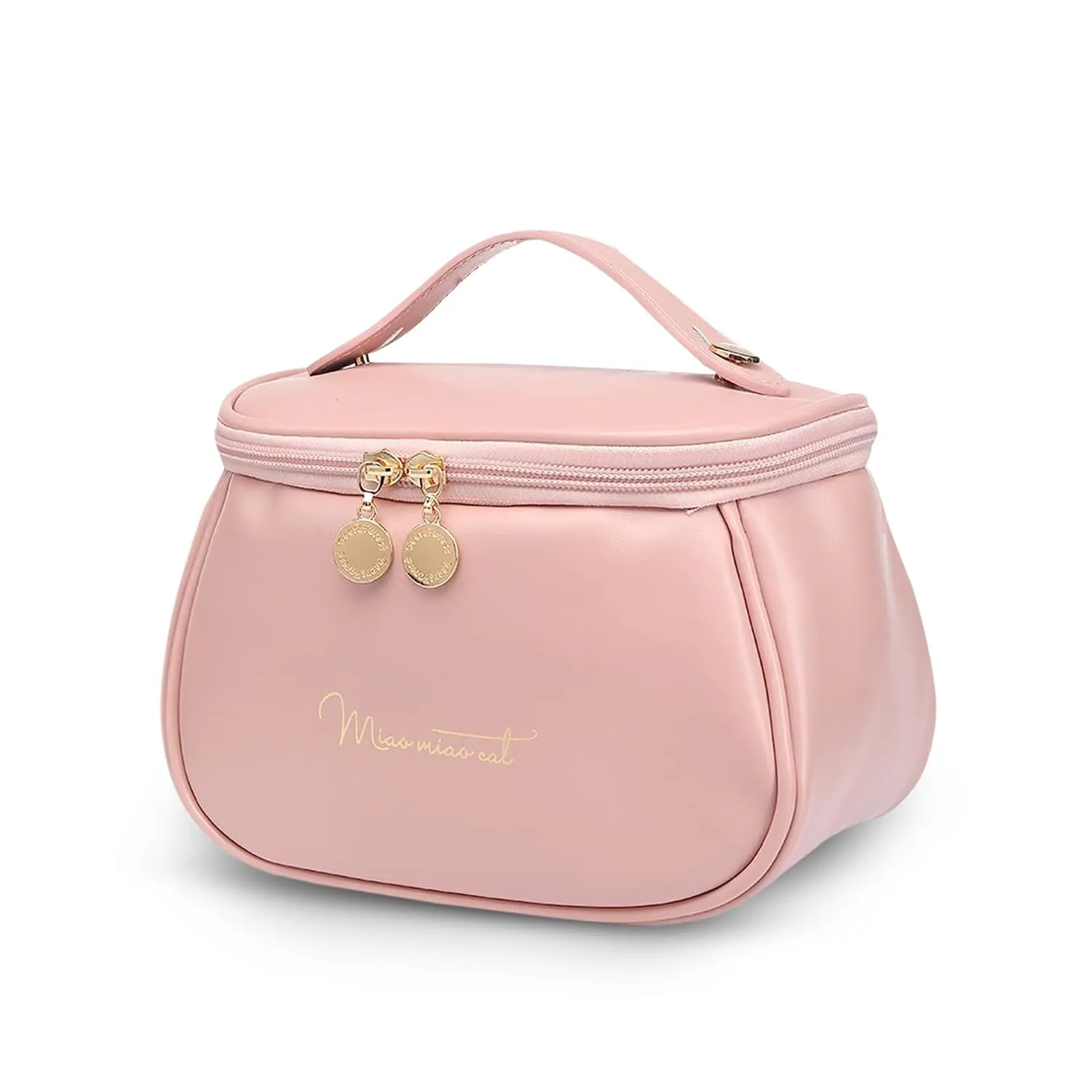 Makeup Bag, Portable Cosmetic Bag, Large Capacity for Girls & Women (Brown)