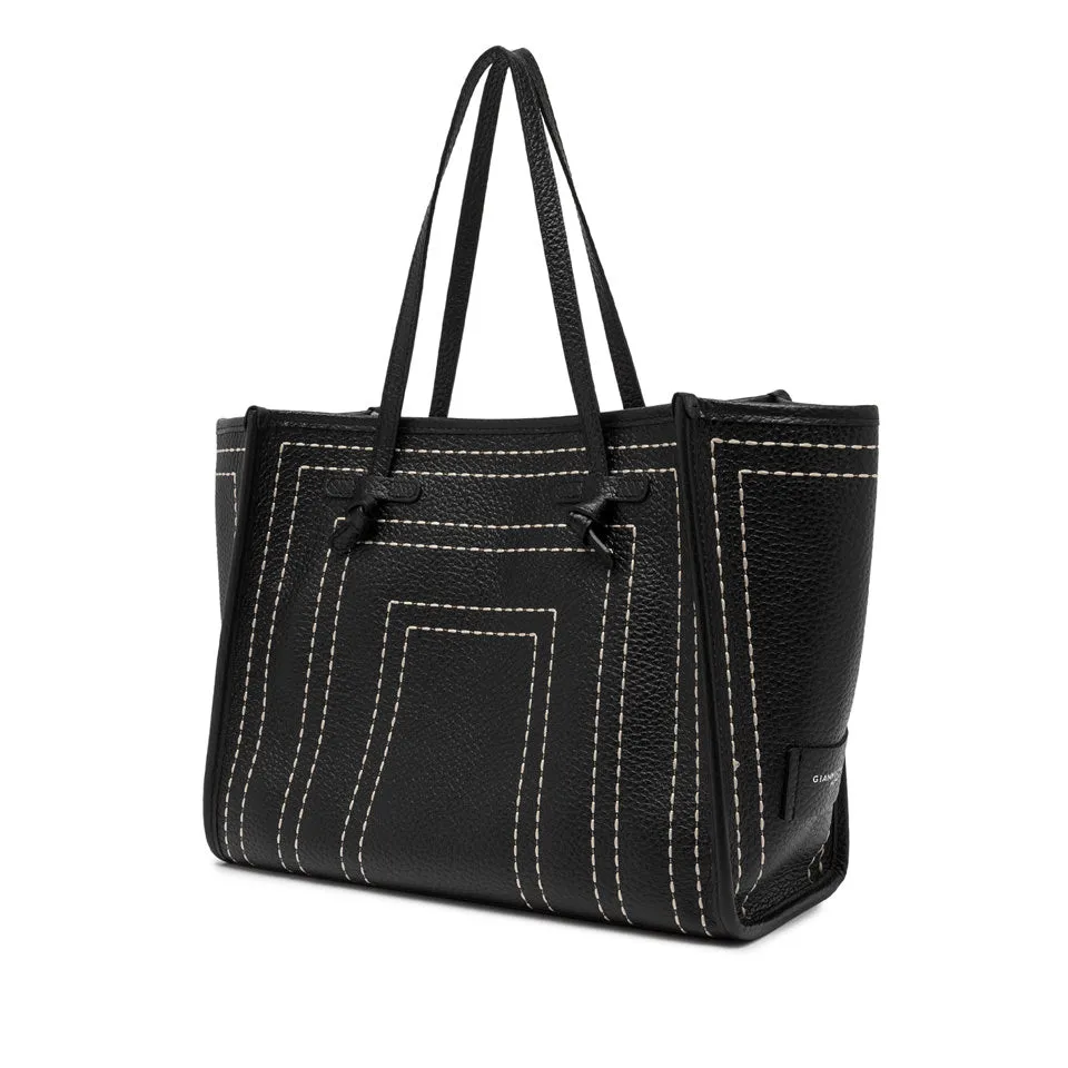 MARCELLA LEATHER TOTE W SQUARE TOP STITCH