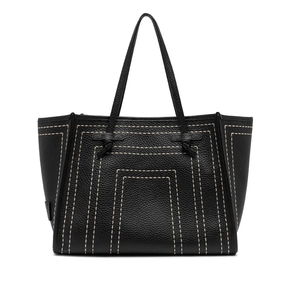 MARCELLA LEATHER TOTE W SQUARE TOP STITCH