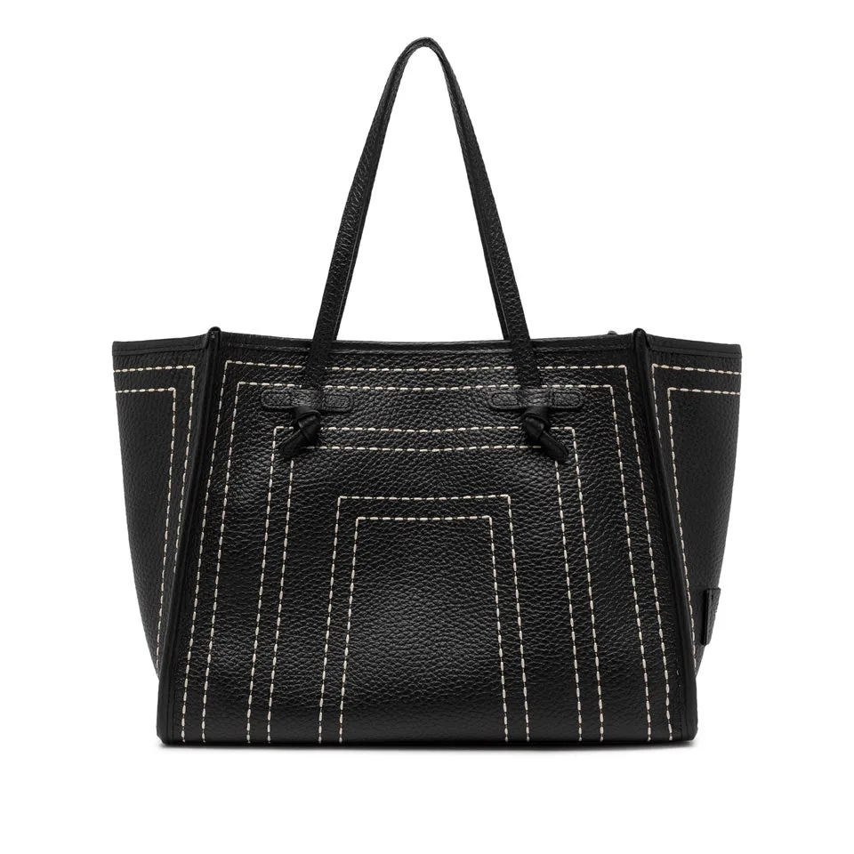 MARCELLA LEATHER TOTE W SQUARE TOP STITCH