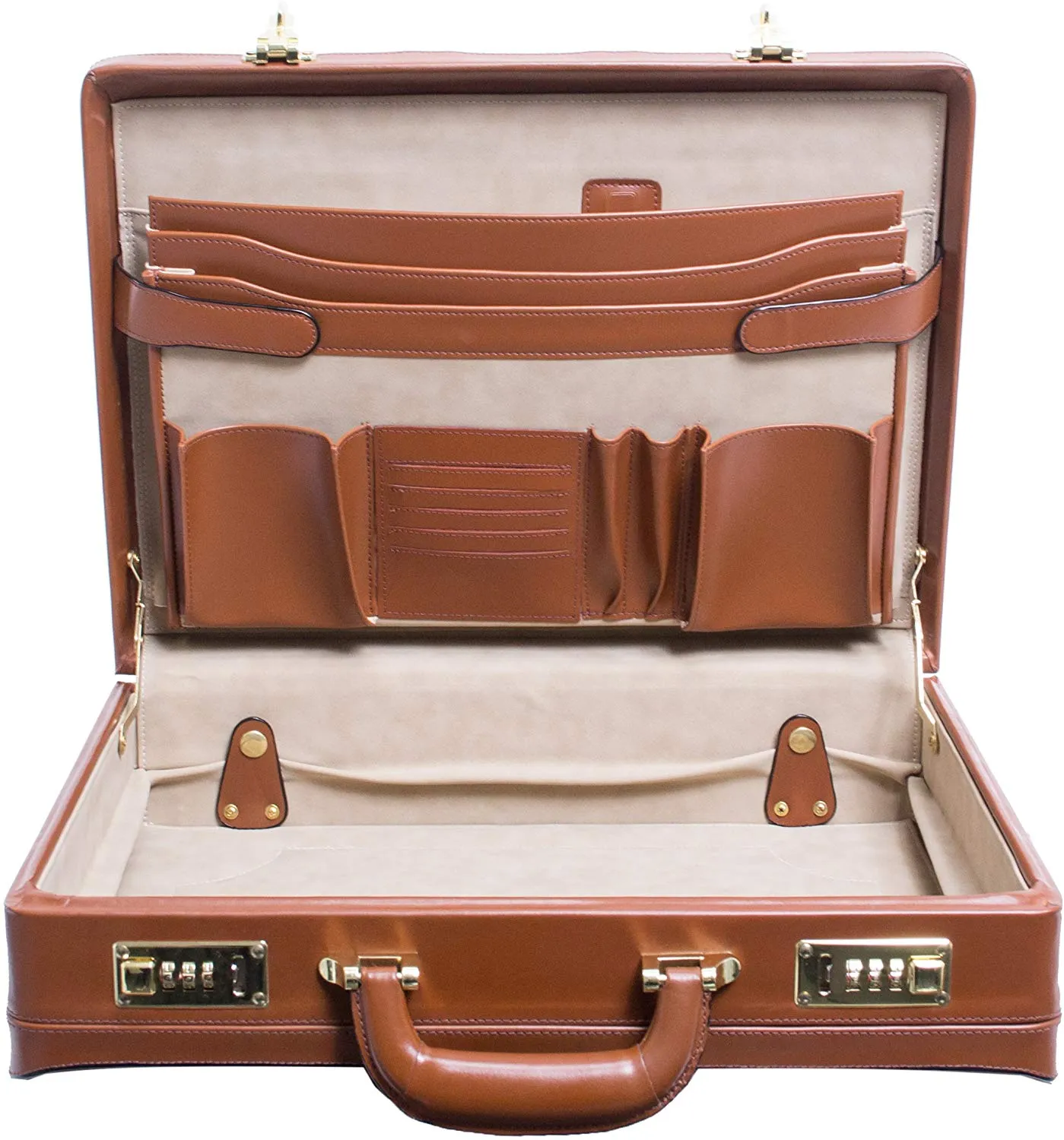 McKlein, V Series, Turner, Top Grain Cowhide Leather, Leather 4.5" Expandable Attaché Briefcase, Brown (80484)
