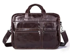 Men Designer Laptop Tote Shoulder Messenger Genuine Leather Bag